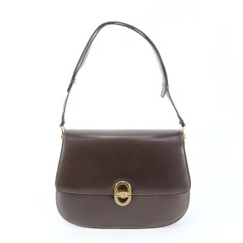 Gucci Leather Shoulder Bag Tote Handbag Brown